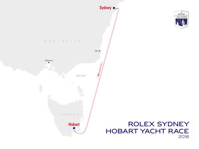 Rolex Sydney Hobart Yacht Race Map. Imagen: Cortesía Rolex Sydney Hobart Yacht Race.