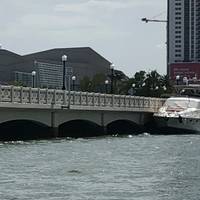 The 65-foot pleasure yacht Zenith allides with the Venetian Causeway Bridge in Miami, June 16, 2018. After being boarded by a Coast Guard Station Miami 33-foot Special Purpose Craft-Law Enforcement boatcrew, it was discovered that the yacht had several safety violations. (Coast Guard Photo)