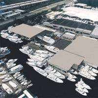 Bradford Fort Lauderdale's 11,000 linear feet of covered in-water dockage. Photo courtesy of Bradford Marine. 