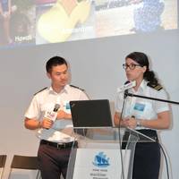 Laura Escobar (right) and Joe Li (left), Purser Trainers of HKCYIA, gave talks on cruise careers (Photo: HKCYIA)