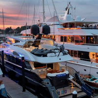 The 123’ motor yacht Temptation and the 198’ motor yacht Blue Moon represented some of the diverse chartering options in New England at the 2018 Newport Charter Yacht Show presented by Helly Hansen Newport. (photo credit: Billy Black)