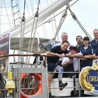 (left to right): Singaporean mountaineer David Lim; Capt. Jonathan Walker (Head of Asia & Australasia, London Offshore Consultants); Nicolas White, Director/Scallywag (London Offshore Consultants, Singapore); Lord Nelson crew members Jim Bek and Ong Shi Yi; British High Commissioner to Singapore, Antony Phillipson.