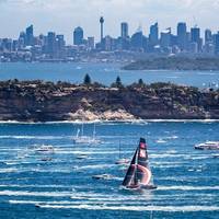 Wild Oats XI, Scallywag and Infotrack shortly after the 2018 Rolex Sydney Hobart Yacht Race start. Photo: Courtesy Rolex Sydney Hobart Yacht Race.