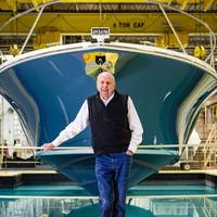 Leon Slikkers, a marine industry pioneer, whose career building boats dates back to the 1940s, is retiring from Tiara Yachts. Photo courtesy Tiara Yachts