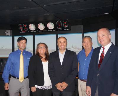 Captain Jeff Perlstein, Faculty Coordinator, MPT; Amy Morley-Beavers, Academic Principal and Vice President of Regulatory Compliance, MPT; Captain Roberto Beretta; Captain Scott Field, Simulation Training Manager, MPT; and Captain John Hafner, Vice President, Seafarers’ Manning & Training, IRI.  (Photo: MPT)