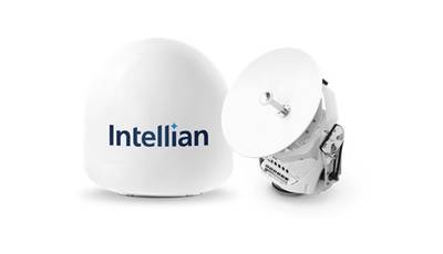 The new compact v45C antenna is Intellian's smallest to date. (Image: Intellian)