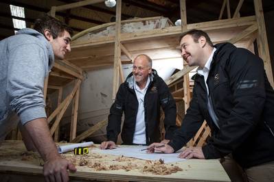 L to R:  Elandra’s Tom Barry-Cotter, Grant Senior and Luke Durman (Photo: Elandra Yachts)