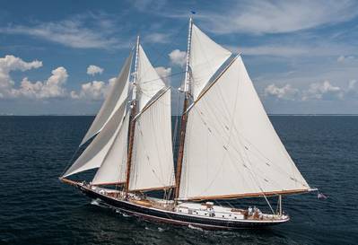 The modernized steel hull Columbia replica is based on the classic 1923 design. (Photo: Eastern Shipbuilding Group)