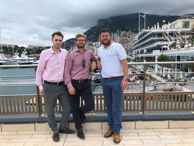 (l-r): Richard Hooson, Sam Slater and Greg Beach on a recent client visit to Monaco. (Photo: The Landing) 