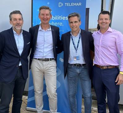 From left to right: J. Javier Lopez, Autoridad Portuaria Bahía de Algeciras, Mike Bauwens, CEO Telemar, Nicolas Andión, Autoridad Portuaria Bahía de Algeciras, Luis Cervantes, CCO, Telemar. (Photo: Marlink)