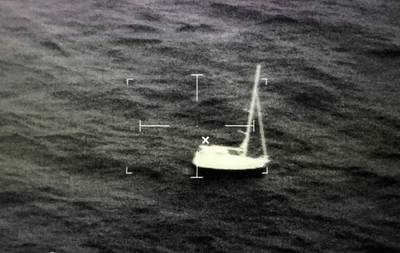 The sailboat Preston Point about 14 miles west of Key West, Fla. The sailboat owners called Coast Guard Sector Key West watchstanders at approximately 6:30 p.m, Saturday, September 12, stating their engine was disabled, adrift and in danger of capsizing. (U.S. Coast Guard photo)