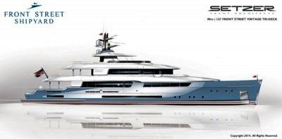 Setzer Design Motoryacht: Rendering courtesy of Front Street Shipyard