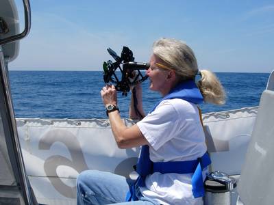 Gail Taking a Sight: Photo credit Marion Bermuda Race