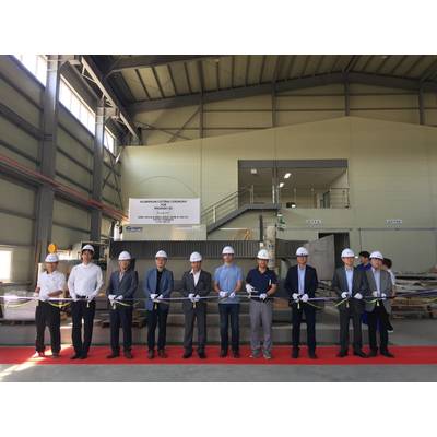 Aluminum cutting ceremony at GHI Shipyard in South Korea for Project Phoenix by Alex Thiriat.