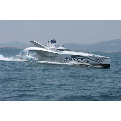 Earthrace at the finish line in 2008