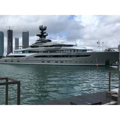 M/Y Kismet by Lurssen is the largest superyacht at Miami Yacht Show. Photo by Lisa Overing. 