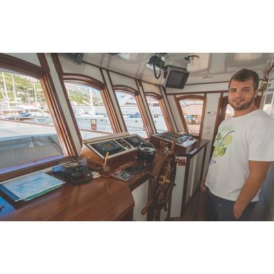 Capt. Duje Mladin on the bridge of the Admiral (Photo courtesy Mladin family)