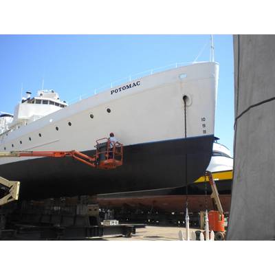 The presidential yacht, Potomac, recently underwent maintenance drydocking at Bay Ship and Yacht in Alameda, Calif. (Photo: Business Wire)