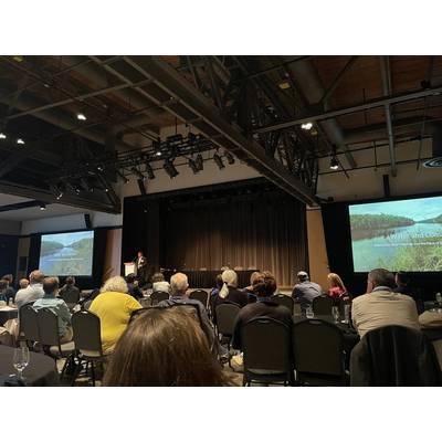 Raymond Sewell presenting “Mi’kmaq Connections with our Rivers, Lakes and Seas”. Photo Celia Konowe