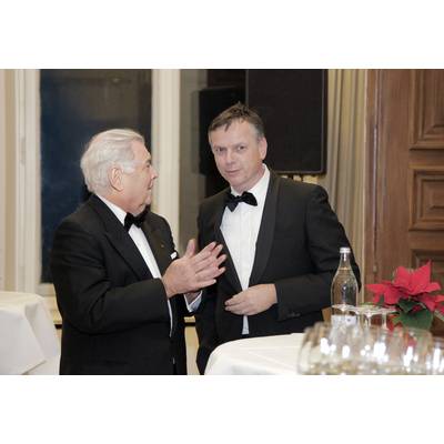 “He is one of the most remarkable and best known personalities of the cruise industry with an unmatched footprint set. An honorable merchant departs”    Michael Thamm (right) CEO Costa Crociere, said at Jochen Deerberg’s  (left) Farewell Dinner, December 12, 2015, at Oldenburg Castle. (Photos: Elke Röbken)