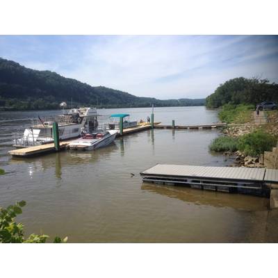 The gray section of dock shown in the lower right hand corner was donated to the city of Wellsburg a few years ago to provide boaters utilizing the launch ramp easier access to launching their watercraft without having to walk all the way over to the city dock. (Photo courtesy of Merco Marine)