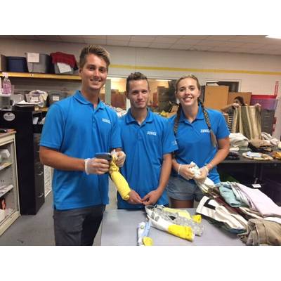 From left: Volvo Penta interns William Bratt, Noah LeGrand and Christina McLemore pitch in as volunteers at the Union Mission (Photo: Volvo Penta)