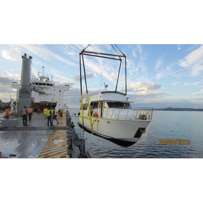 Yacht Being Loaded with Ship Raven